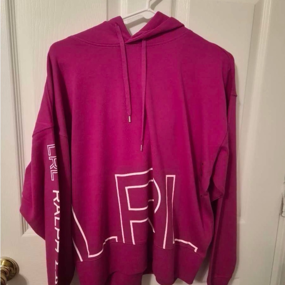 Lauren Ralph Lauren Fuchsia Drawstring Hooded Pullover